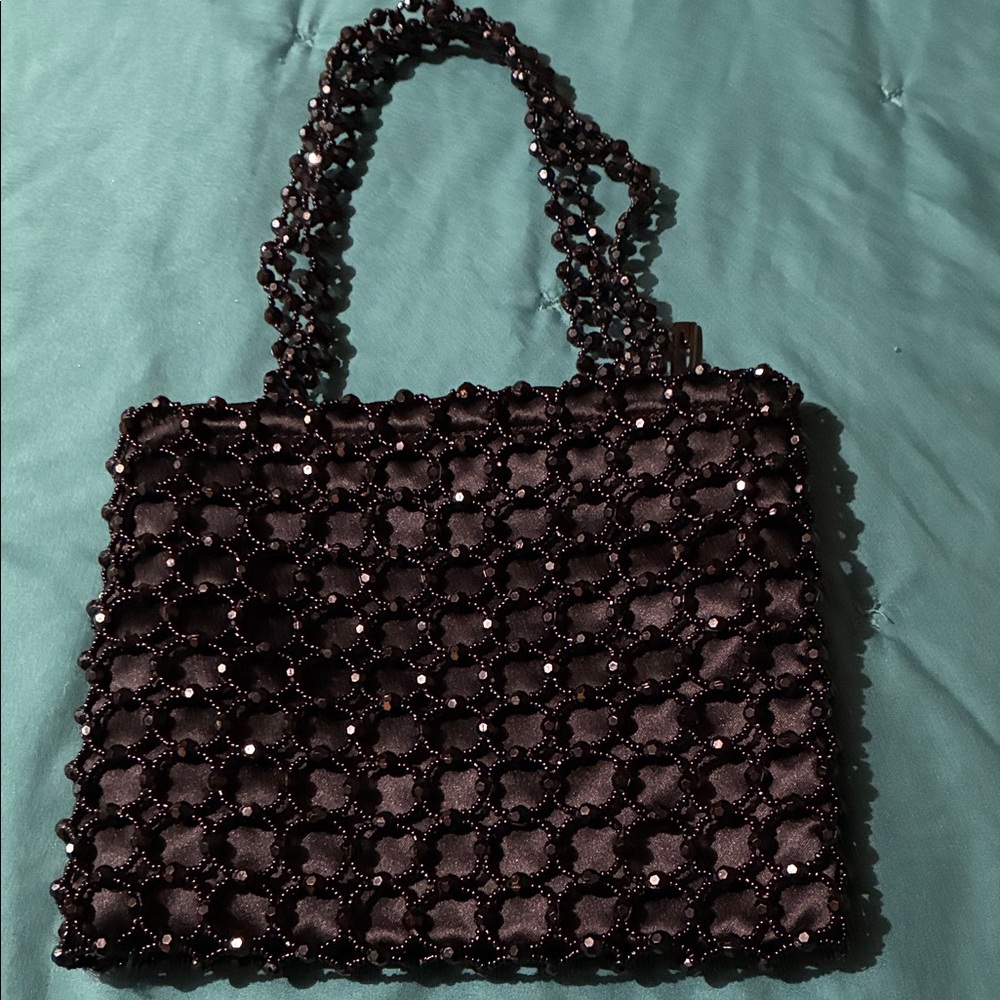 Elegant Black Beaded Women's Bag